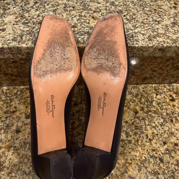 Vintage Salvatore Ferragamo Boutique Blue Low Heel Dress Shoes 8AA Narrow - Picture 9 of 12